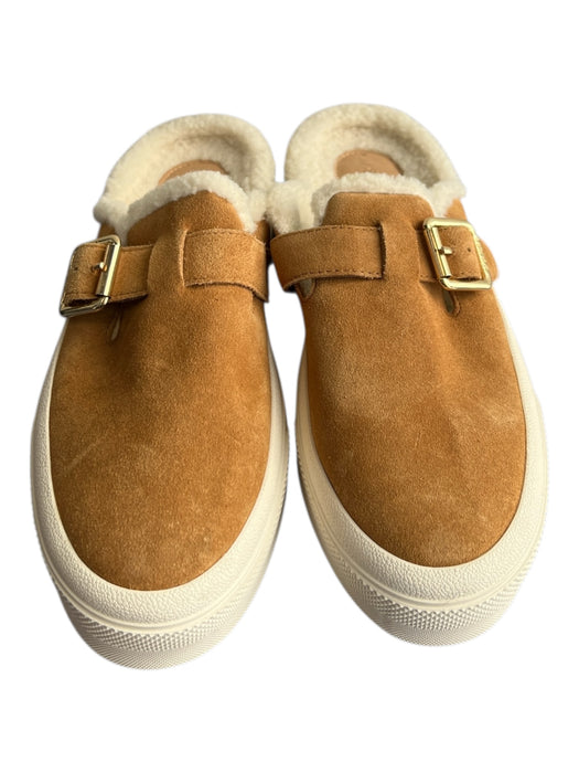J/Slides Shoe Size 7.5 Camel & White Suede Faux Fur Lining Round Toe Shoes Camel & White / 7.5