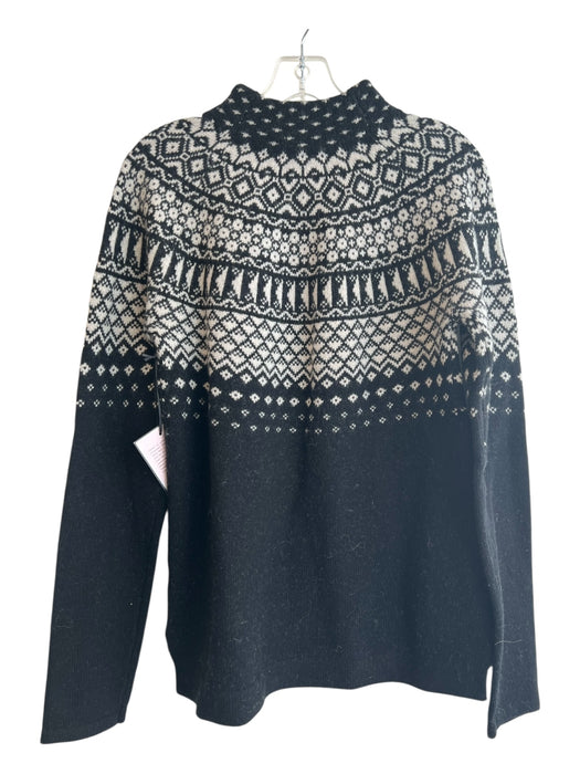 Tabitha Webb Size M Black & Gray Lambs Wool Blend Fair Isle Mock Neck Sweater Black & Gray / M