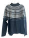 Tabitha Webb Size M Black & Gray Lambs Wool Blend Fair Isle Mock Neck Sweater Black & Gray / M