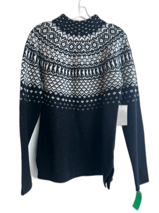 Tabitha Webb Size M Black & Gray Lambs Wool Blend Fair Isle Mock Neck Sweater Black & Gray / M