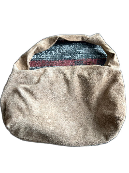 No Brand Taupe Brown Suede Genuine leather knot strap Zip closure Shoulder Bag Taupe Brown / S