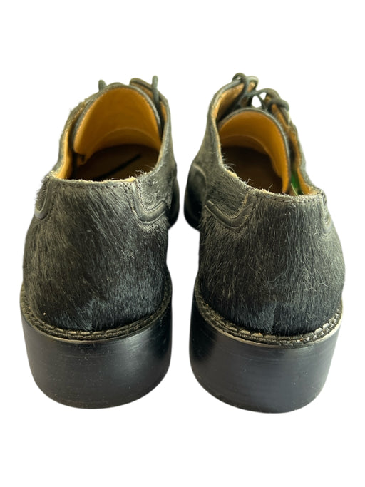 Rachel Zoe Shoe Size 7 Black Calf hair Leather lace up Stacked Heel oxford Shoes Black / 7