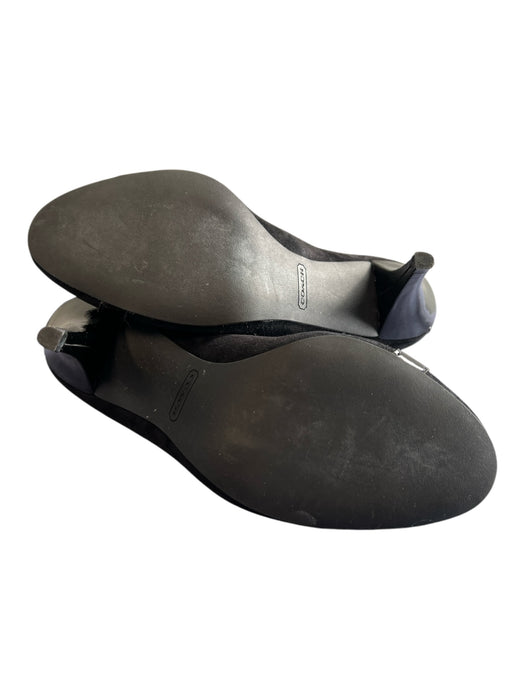 Coach Shoe Size 7 Black Suede silver tone hardware Turn Lock Round Toe Pumps Black / 7