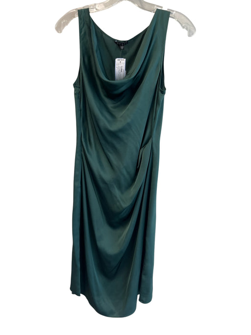 Theory Size 4 Green 100% Silk Neck Detail Sleeveless Mesh Side Zip Top Green / 4