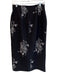 Milly Size 4 Black & White Viscose Blend Back Zip Beading Slit Maxi Skirt Black & White / 4