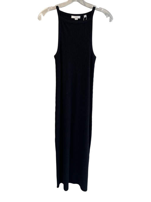 Vince Size S/P Black Cotton Blend High Neck Tank Elastic Maxi Dress Black / S/P