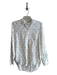 Magaschoni Size M White & Gold Linen Long Sleeve Gold bee print Collar Top White & Gold / M