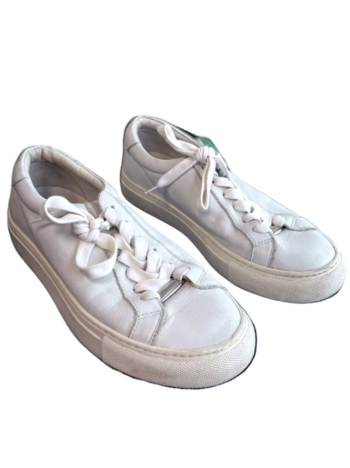 J/Slides Shoe Size 7.5 White Leather Upper Round Toe Platform Lace Up Shoes White / 7.5