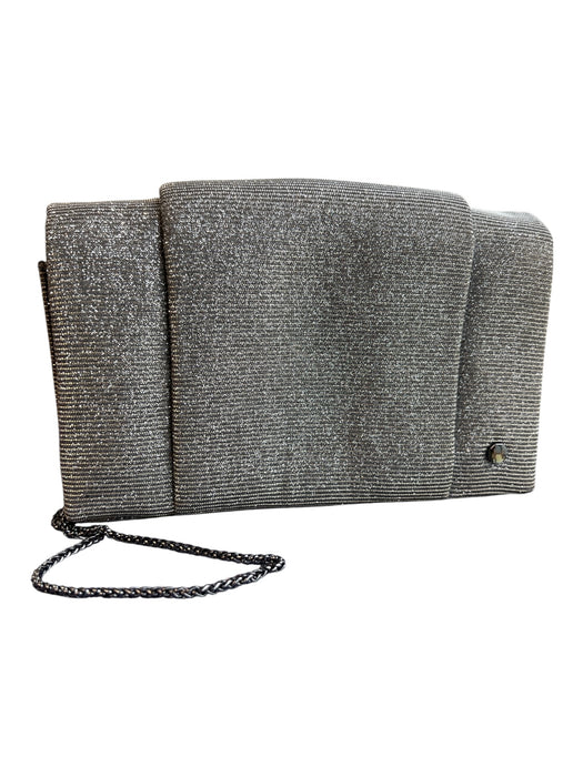 Halston Heritage Silver Manmade Material Metallic Square Magnetic Close Bag Silver / S