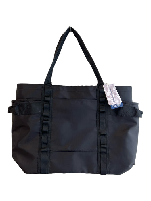Tommy Bahama Black Leather Upper Cargo Pockets Square Travel Bag Tote Bag Black / L