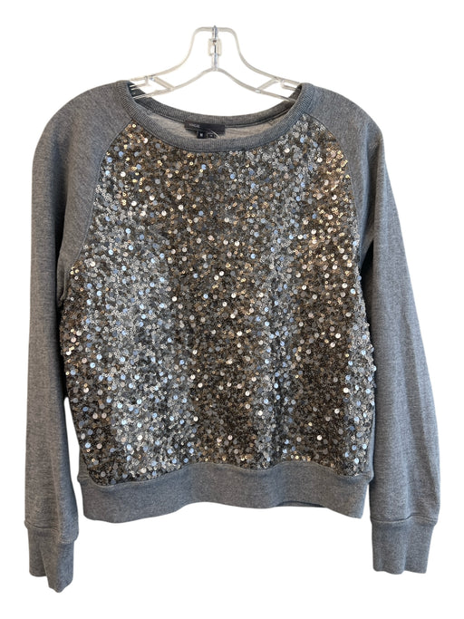 Vince Size M Grey Cotton Crewneck Long Sleeve Sequin Shimmer Top Grey / M
