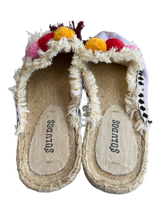 Soludos Shoe Size 8 Lavendar & multi Canvas Toe cap Pom Pom Flat Slide Shoes Lavendar & multi / 8