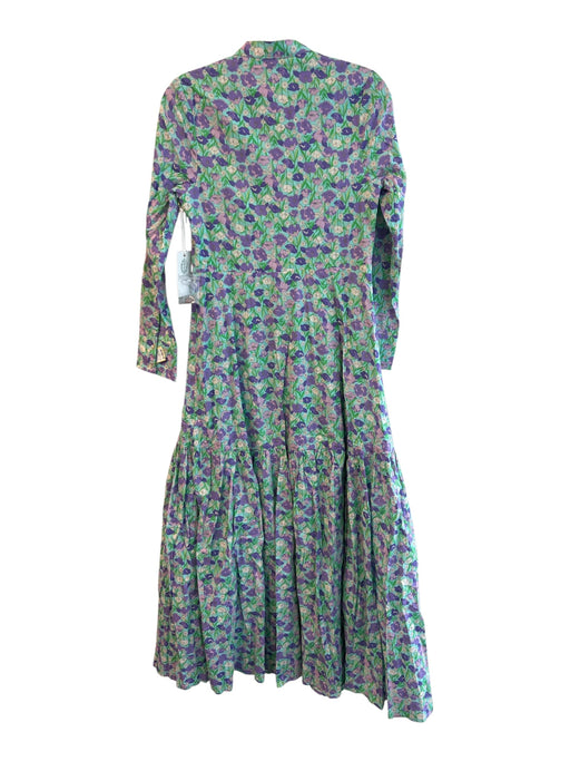 Hyacinth House Size XS Green & Purple Cotton & Polyester Lined Long Sleeve Dress Green & Purple / XS