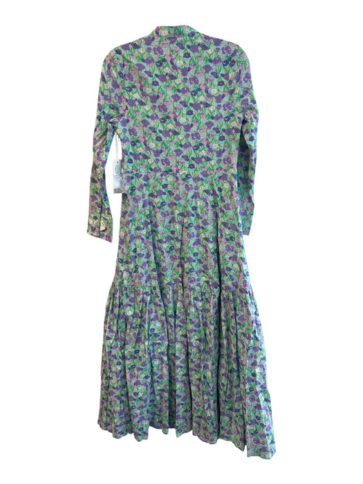 Hyacinth House Size XS Green & Purple Cotton & Polyester Lined Long Sleeve Dress Green & Purple / XS
