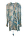 Hemant & Nandita Size Small Blue, Cream & Gold Rayon Lined Abstract Floral Dress Blue, Cream & Gold / Small