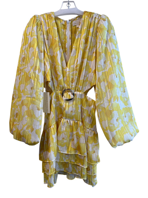 Torn By Ronny Kobo Size XS Yellow & White No Fabric Tag Metallic Thread Dress Yellow & White / XS