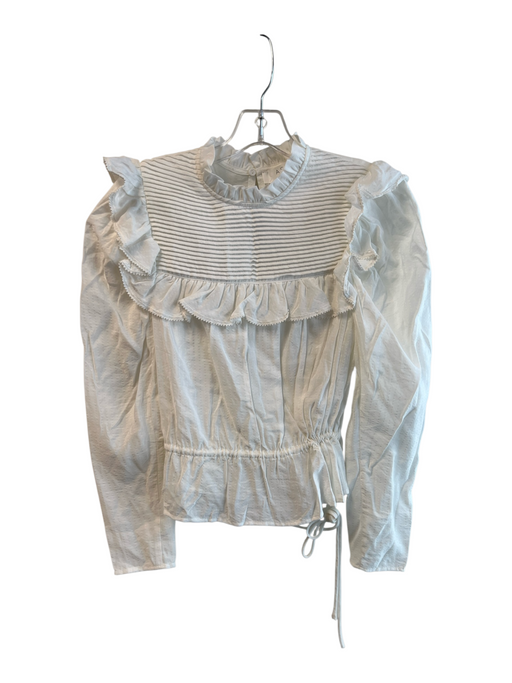 ASTR The Label Size S White Viscose Blend Round Neck Long Sleeve Pintucks Top White / S