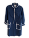 Pomander Place Size XS Navy & white Cotton Ribbon trim Collared Button Up Dress Navy & white / XS