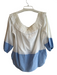 Misa Size S White & Blue Cotton Off Shoulder Long Sleeve Color Block Top White & Blue / S
