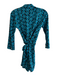 Diane Von Furstenberg Size 4 Teal & Black Cotton Blend Wrap Collared Romper Teal & Black / 4