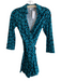 Diane Von Furstenberg Size 4 Teal & Black Cotton Blend Wrap Collared Romper Teal & Black / 4