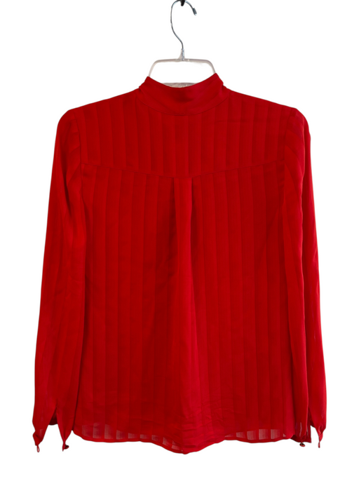 Tory Burch Size 0 Red Silk Tie V Neck Long Sleeve Stripe Top Red / 0