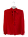 Tory Burch Size 0 Red Silk Tie V Neck Long Sleeve Stripe Top Red / 0