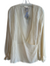 Haute Hippie Size S Ivory Silk V Neck Wrap Lace Detail Long Sleeve Top Ivory / S