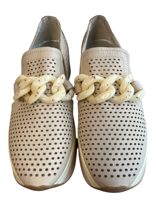 Dolce Vita Shoe Size 8 Beige Leather Chunky Chain Perforated Platform Shoes Beige / 8