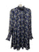 Code X Mode Size Medium Navy & Multi Polyester Long Sheer Sleeves Flowy Dress Navy & Multi / Medium