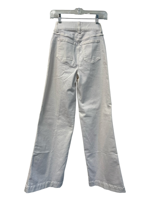 Spanx Size XS White Cotton Blend Denim Pull On Wide Leg Belt Loops Pants White / XS