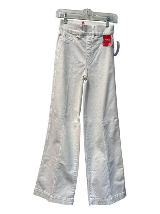 Spanx Size XS White Cotton Blend Denim Pull On Wide Leg Belt Loops Pants White / XS