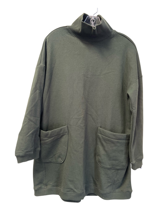 Pomander Place Size S Green Cotton Blend High Neck Ribbed Detail Mini Dress Green / S