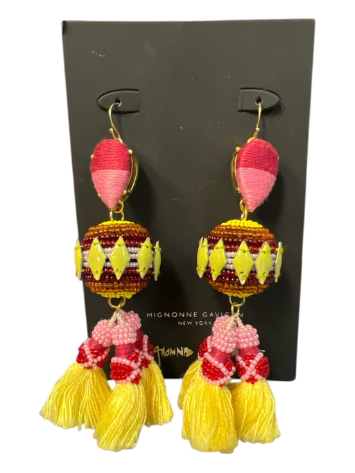 Mignonne Gavigan Multi Color Beaded dangle Tassle Detail 3 Piece Earrings Multi Color