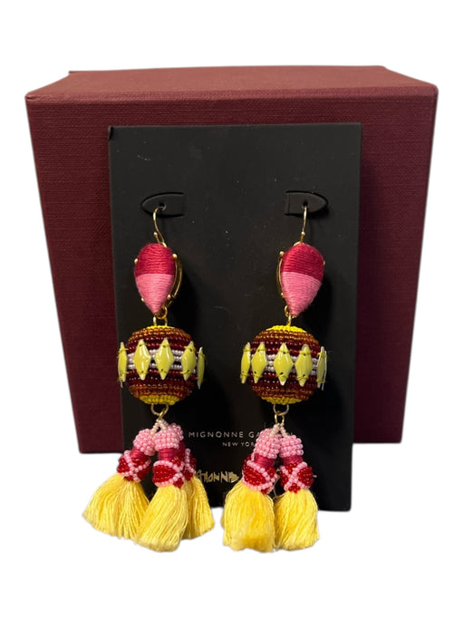 Mignonne Gavigan Multi Color Beaded dangle Tassle Detail 3 Piece Earrings Multi Color