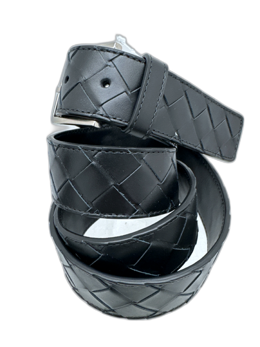 Bottega Veneta Black Leather Men's Belt Black