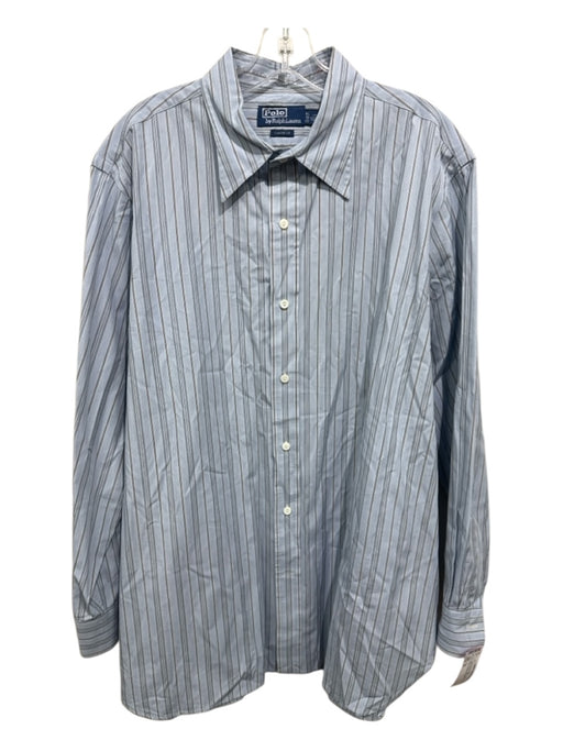 Polo Size XL Blue & Brown Cotton Striped Button Down Men's Long Sleeve Shirt Blue & Brown / XL
