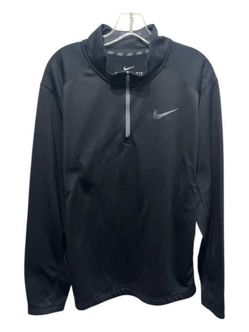 Nike Size XL Black Polyester Solid Quarter Zip Men's Jacket Black / XL