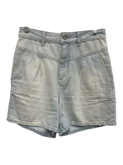 Ba&sh Size M Light Wash Cotton Distressed Pleat Detail Shorts Light Wash / M