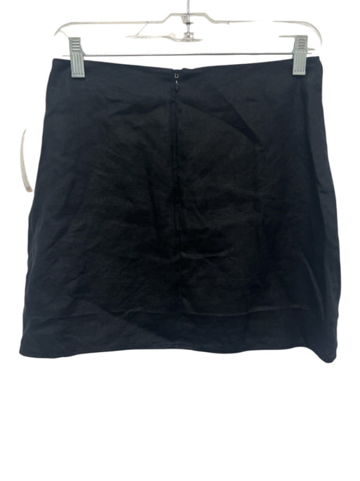 Reformation Size 6 Black Linen Back Zip Mini Skirt Black / 6