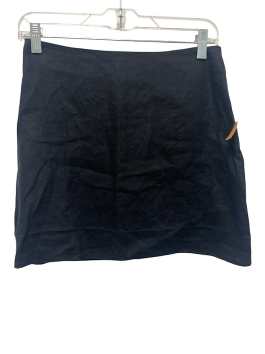 Reformation Size 6 Black Linen Back Zip Mini Skirt Black / 6