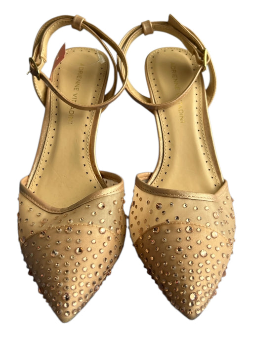 Adrienne Vittadini Shoe Size 6.5 Blush Nude Leather Mesh Rhinestone Heel Pumps Blush Nude / 6.5