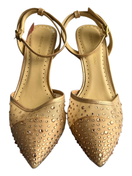 Adrienne Vittadini Shoe Size 6.5 Blush Nude Leather Mesh Rhinestone Heel Pumps Blush Nude / 6.5