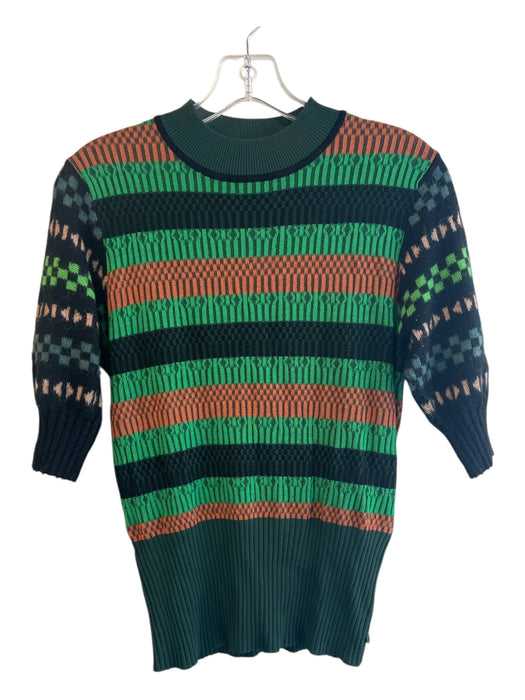 Scotch & Soda Size Est M Green & Multi Viscose Blend Knit Multi high neck Top Green & Multi / Est M