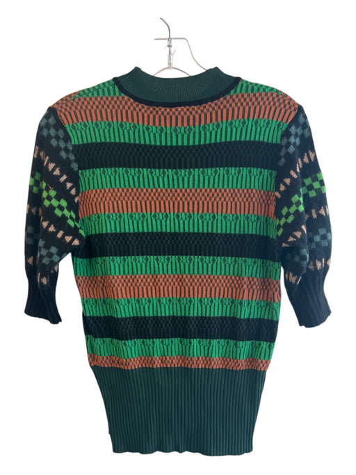 Scotch & Soda Size Est M Green & Multi Viscose Blend Knit Multi high neck Top Green & Multi / Est M