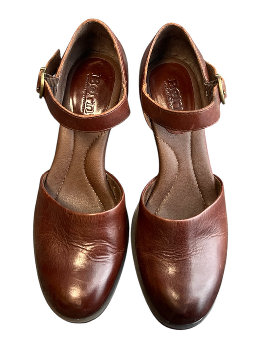 Born Shoe Size 6.5 Brown Leather Upper Balance Man Made Round Toe Shoes Brown / 6.5