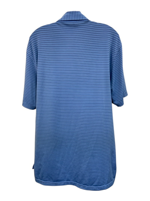 Peter Millar Size M Blue Synthetic Striped Polo Athleisure Men's Short Sleeve Blue / M