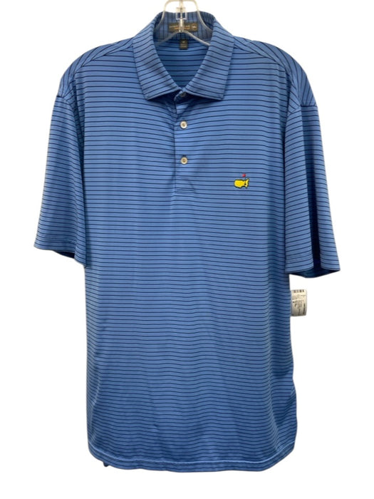 Peter Millar Size M Blue Synthetic Striped Polo Athleisure Men's Short Sleeve Blue / M
