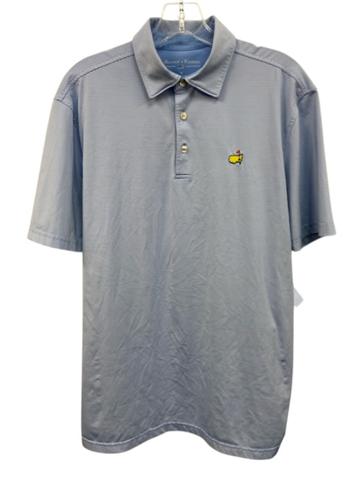 Augusta Natl Golf Size M Blue & White Synthetic Striped Polo Men's Short Sleeve Blue & White / M