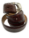 No Brand Brown Calf Leather Solid Metal Hardware Men's Belt Brown